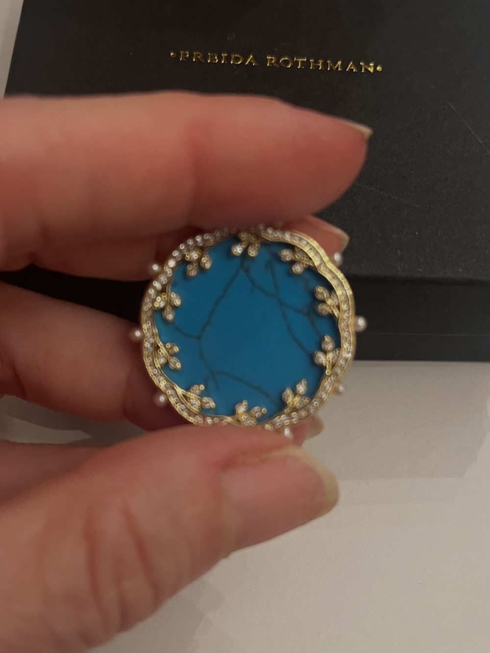 Freida Rothman Vault Turquoise Floral Gold-Tone Pendant